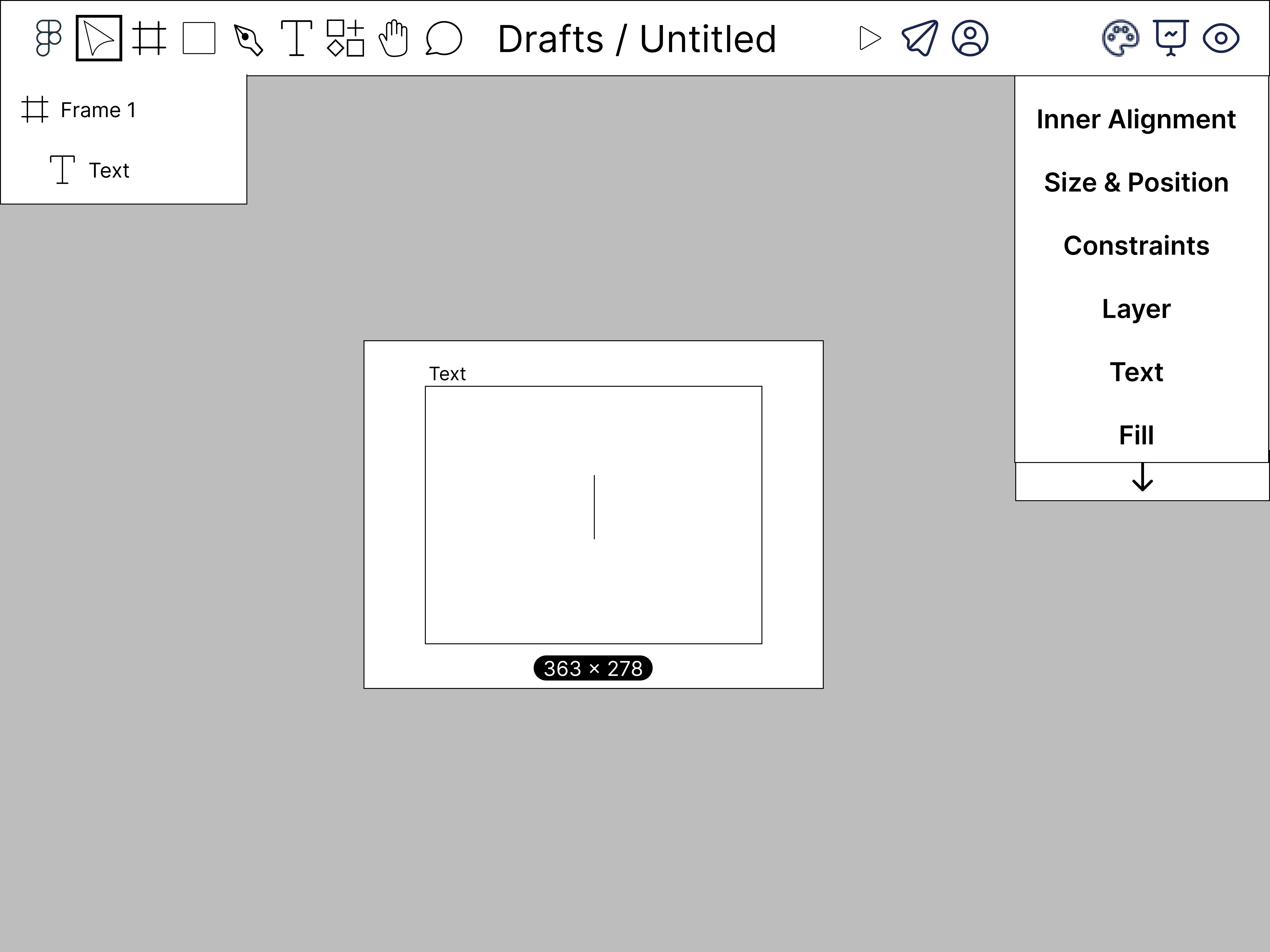 lofi prototype depicting drawn text box, ready for user input